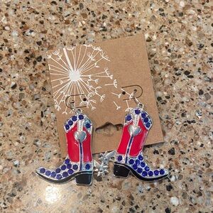 Red and Blue Boot Earrings